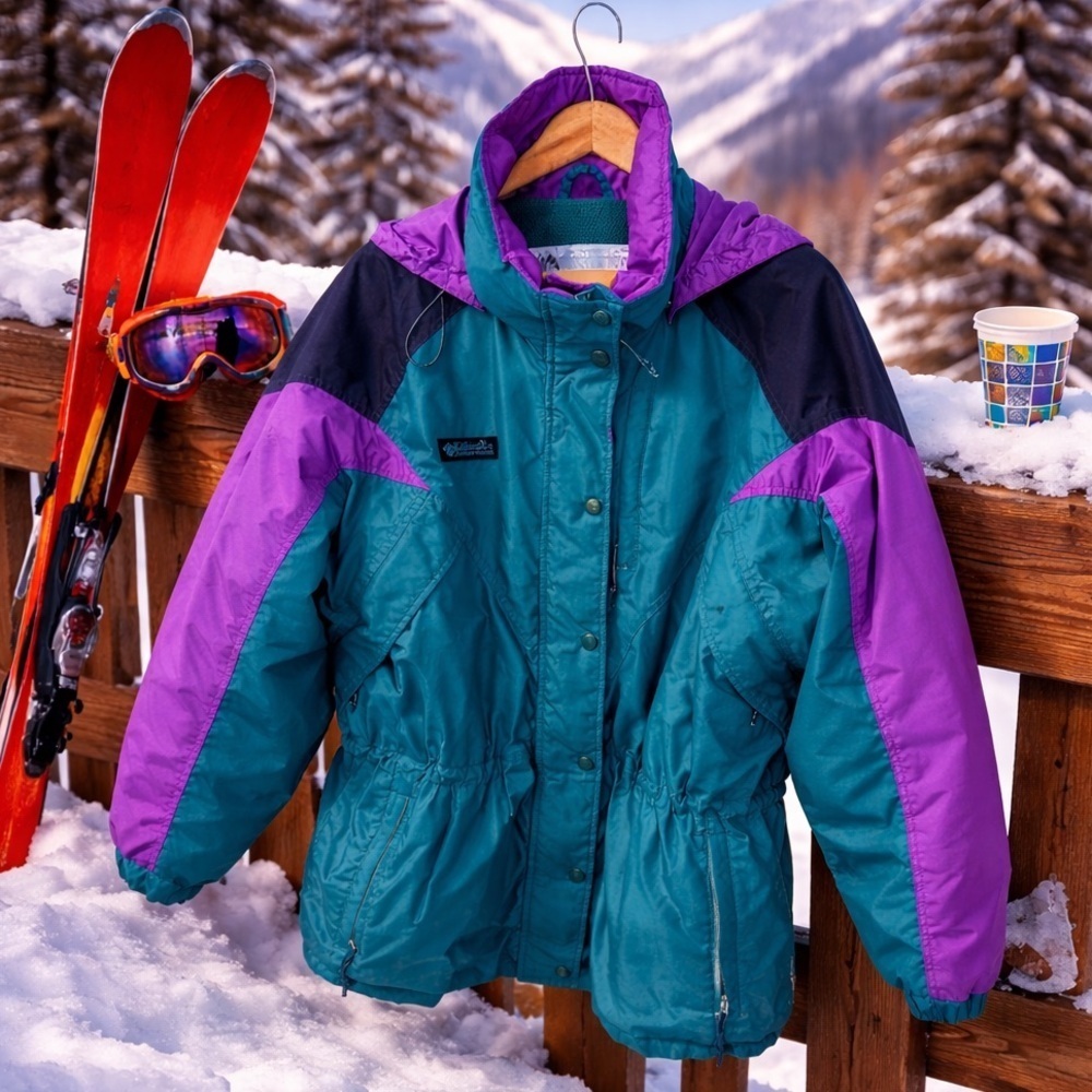 Vintage 90s Columbia Colorblock Ski Jacket Women’s L Teal Purple